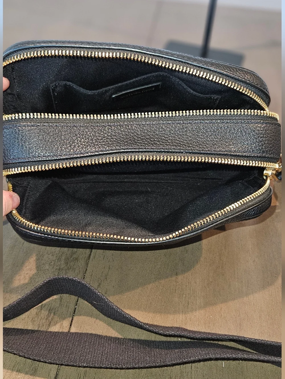 Michael Kors Bryant Medium Double Zip Camera Crossbody in Black Leather